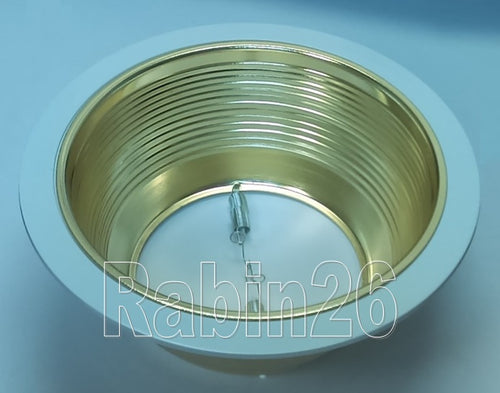 6 INCH RECESSED LIGHT STEP BAFFLE FOR R30 R40 GOLD BRASS REFLECTOR TRIM WHITE