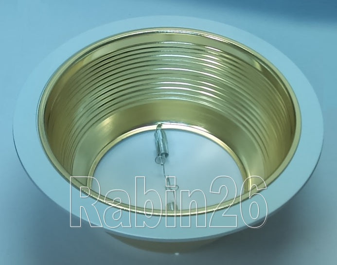 6 INCH RECESSED LIGHT STEP BAFFLE FOR R30 R40 GOLD BRASS REFLECTOR TRIM WHITE
