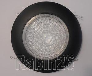 6" INCH RECESSED CAN LIGHT BLACK SHOWER TRIM FRESNEL CLEAR / MILKY FROSTED LENS