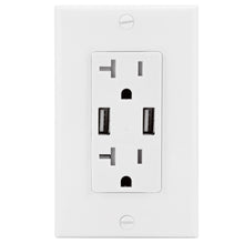 Load image into Gallery viewer, USB CHARGER 5V DC 3.1A TAMPER RESISTANT RECEPTACLE PLUG T/R OUTLET 15A / 20A AMP
