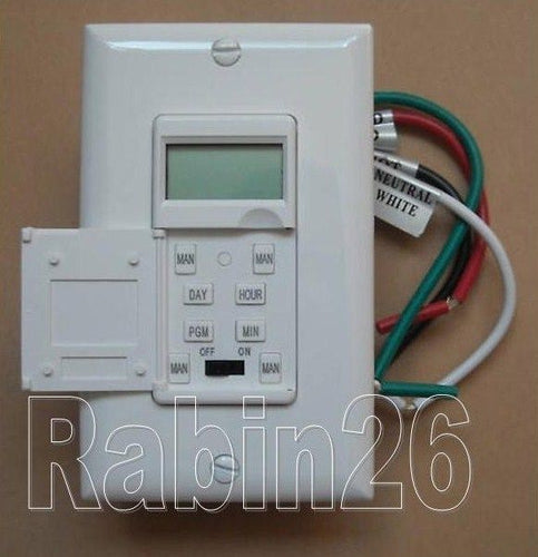 NEW 7 DAYS HEAVY DUTY PROGRAMMABLE DIGITAL IN-WALL TIMER - WHITE