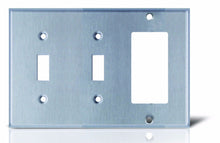 Load image into Gallery viewer, 3 GANG COMBO SWITCH DUPLEX DECORA GFCI PLUG OUTLET STAINLESS STEEL COVER PLATE