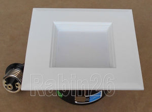 4" RECESSED CAN LIGHT DIMMABLE LED RETROFIT KIT SQUARE STEP BAFFLE 120V WHITE