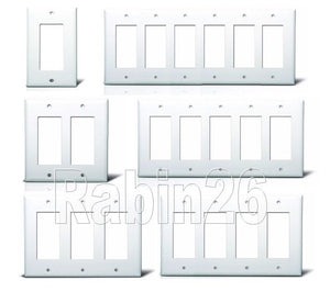 DECORA GFCI PLASTIC WALL COVER PLATE 1 2 3 4 5 6 GANG TOGGLE PLUG OUTLET WHITE