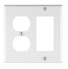Load image into Gallery viewer, 2 GANG COMBO TOGGLE SWITCH DUPLEX PLUG GFI GFCI BLANK PLASTIC COVER PLATE WHITE