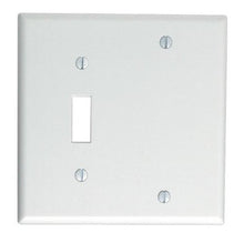 Load image into Gallery viewer, 2 GANG COMBO TOGGLE SWITCH DUPLEX PLUG GFI GFCI BLANK PLASTIC COVER PLATE WHITE