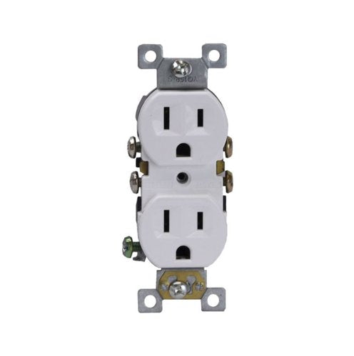 WALL DUPLEX RECEPTACLE PLUG OUTLET 15A AMP WHITE