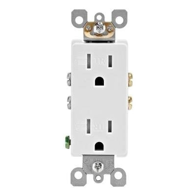 DECORA WALL TAMPER RESISTANT T/R RECEPTACLE PLUG TR OUTLET 15A AMP WHITE