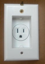Load image into Gallery viewer, BUILT IN CLOCK HANGER RECESSED WALL 15 AMP 120V RECEPTACLE PLUG OUTLET WHITE