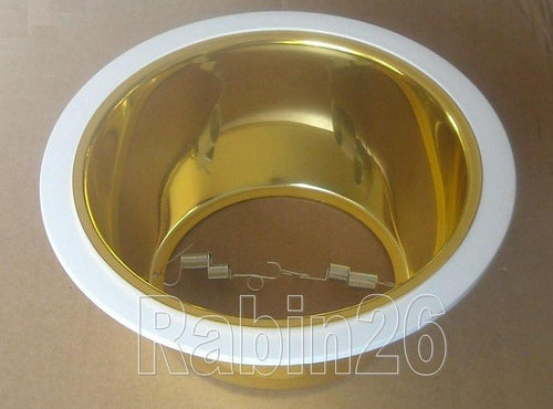 6 INCH RECESSED LIGHT POLISHED SMOOTH GOLD BRASS REFLECTOR TRIM BAFFLE R30 WHITE