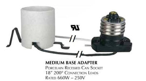 Recessed Can Extension Cord Medium E26 Light Bulb Socket 17" STRING Wire Extender Trim