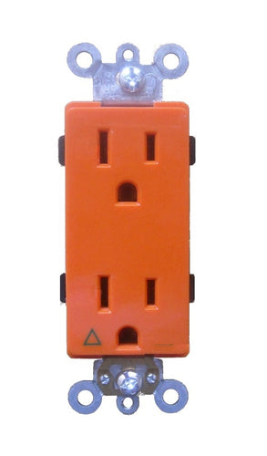 DECORA ISOLATED GROUND RECEPTACLE PLUG DECORATIVE OUTLET 120V 15A AMP ORANGE