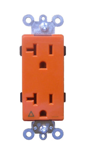 DECORA ISOLATED GROUND RECEPTACLE PLUG DECORATIVE OUTLET 120V 20A AMP ORANGE