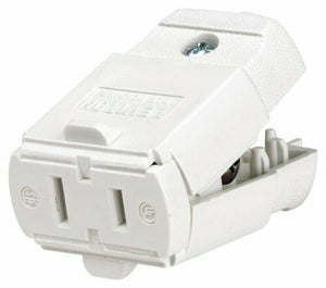 FEMALE OUTLET LEVITON 120 V VAC 15A 2 PIN PRONG CORD CONNECTOR PLUG WHITE
