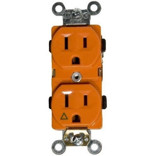 ISOLATED GROUND DUPLEX RECEPTACLE PLUG OUTLET 120V 15A AMP ORANGE