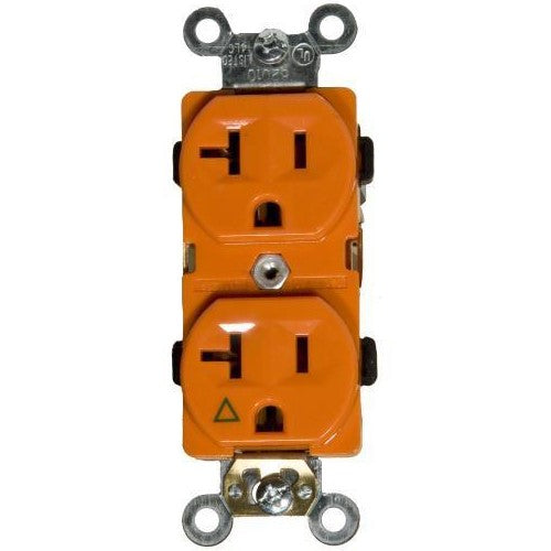 ISOLATED GROUND DUPLEX RECEPTACLE PLUG OUTLET 120V 20A AMP ORANGE